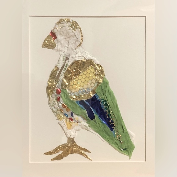 9x12 Signed Original Art Collage on Watercolor Paper - Junk Bird - Weird Art - Picture 2 of 3